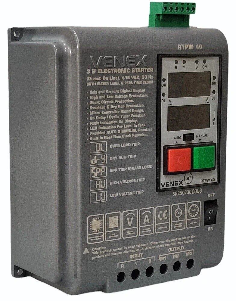 VENEX RTPW40 three phase digital automatic DOL starter with LLC and RTC timer image 5