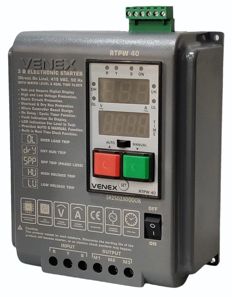 VENEX RTPW40 three phase digital automatic DOL starter with LLC and RTC timer image 3