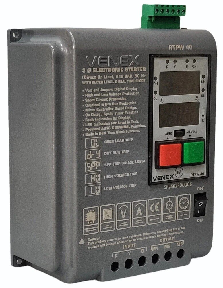VENEX RTPW40 three phase digital automatic DOL starter with LLC and RTC timer image 6