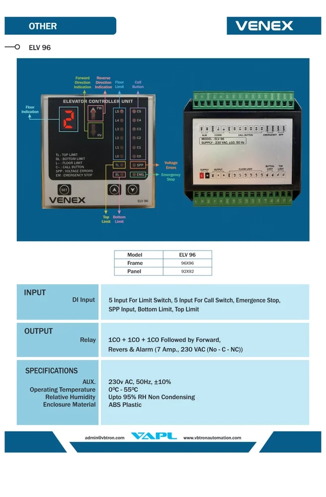 ELV 96 VENEX CONTROLLER for goods lift image 3