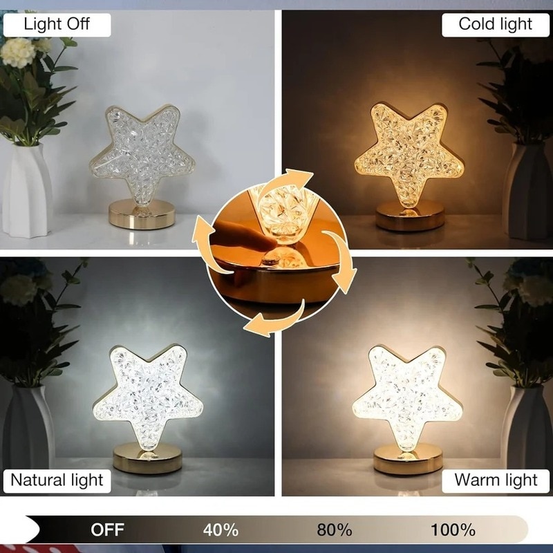 Crystal Diamond Lamp – USB Rechargeable, Dimmable LED (12571) image 7