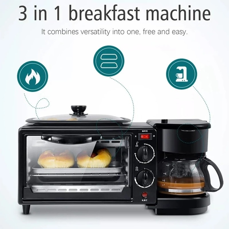 3-in-1 Breakfast Maker – Toaster Oven, Grill & Coffee (2788) image 5