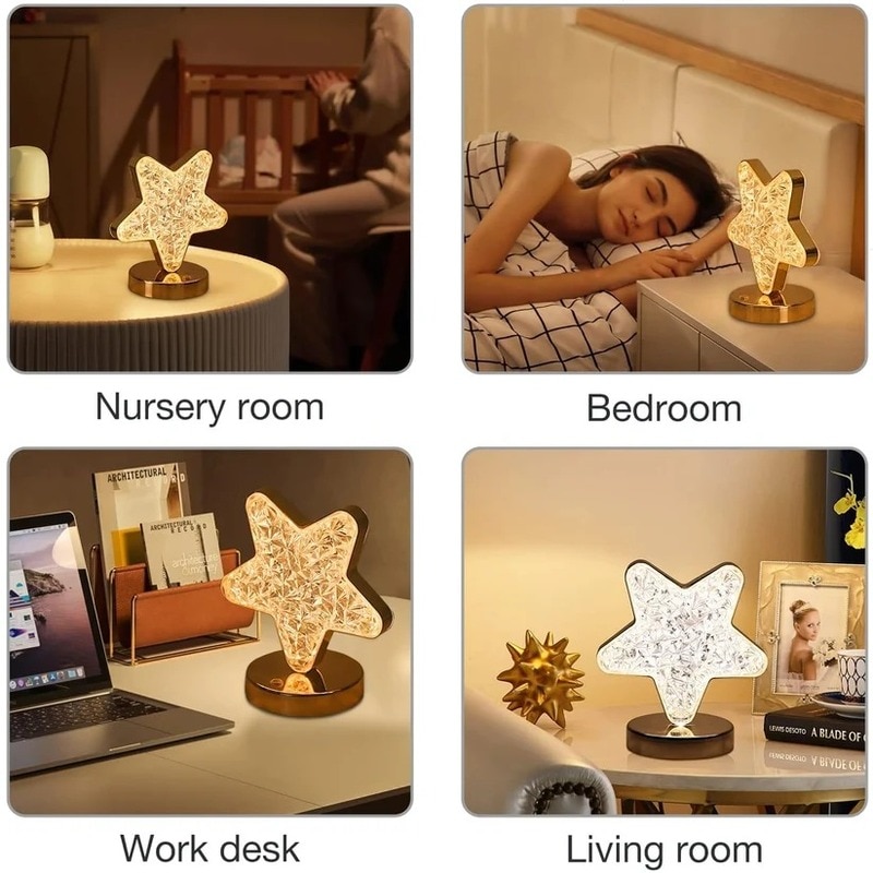 Crystal Diamond Lamp – USB Rechargeable, Dimmable LED (12571) image 5