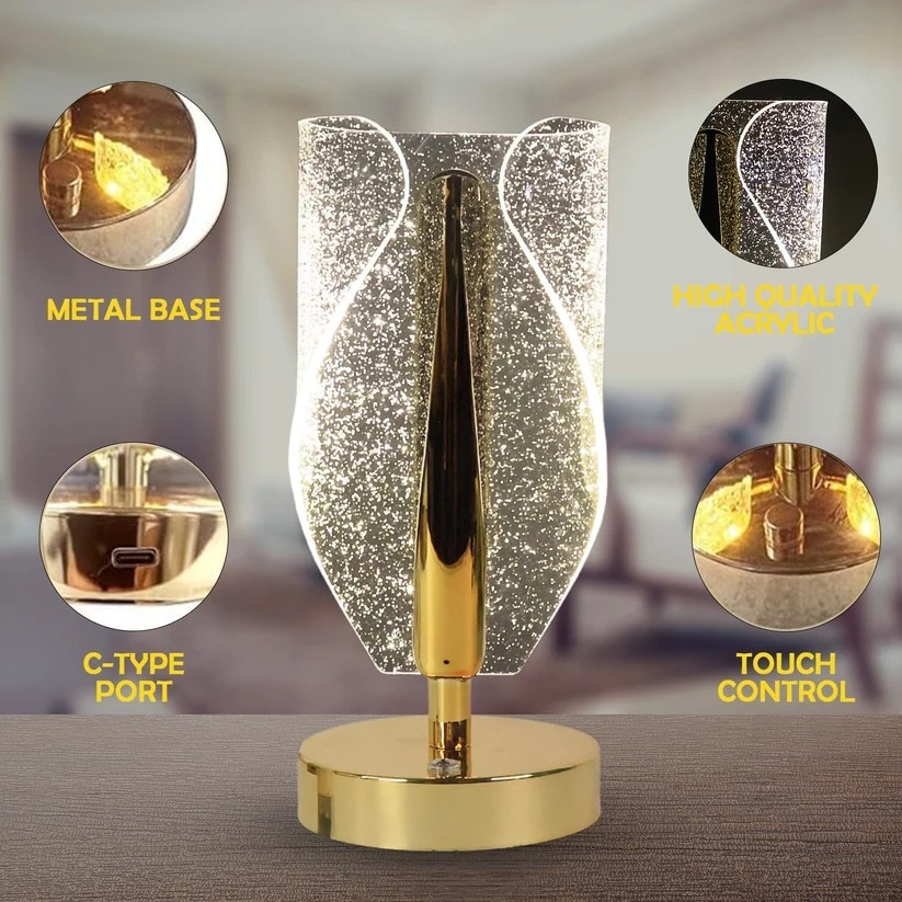 Crystal Table Lamp – Luxury LED with USB Charging (14600) image 3