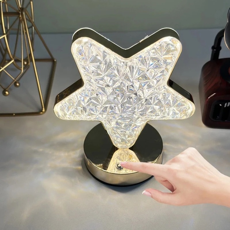 Crystal Diamond Lamp – USB Rechargeable, Dimmable LED (12571) image 3