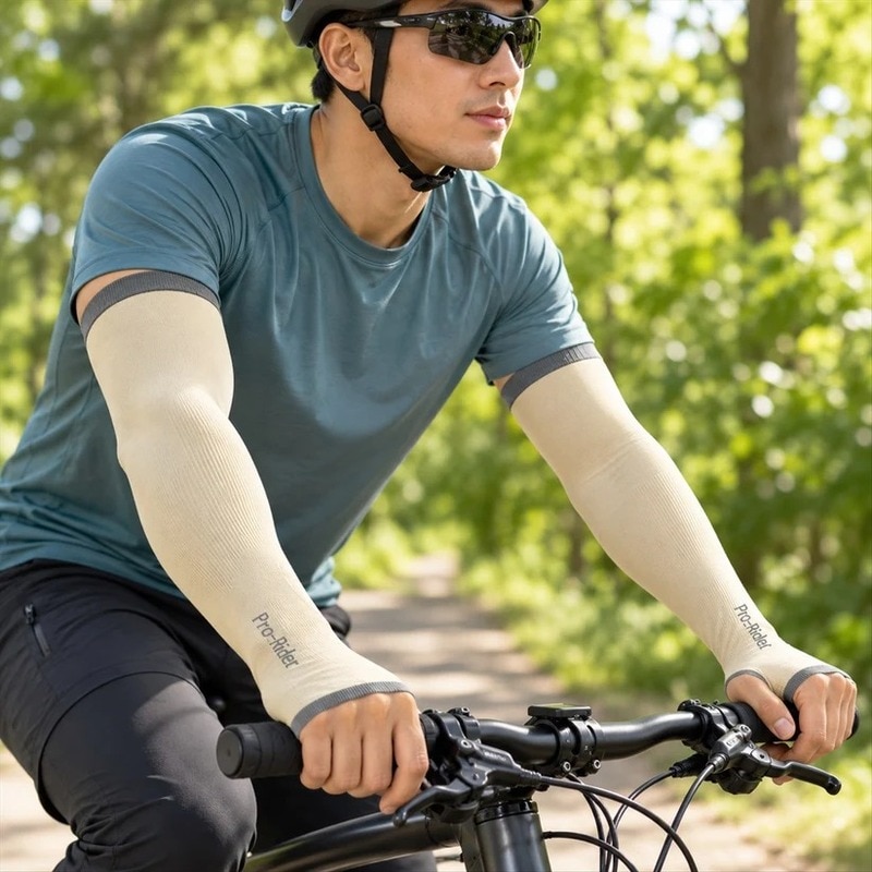 UV Protection Arm Sleeves with Thumb Holes for Cycling & Driving (24943) image 5