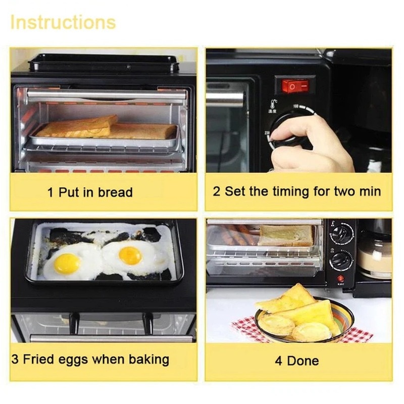3-in-1 Breakfast Maker – Toaster Oven, Grill & Coffee (2788) image 2