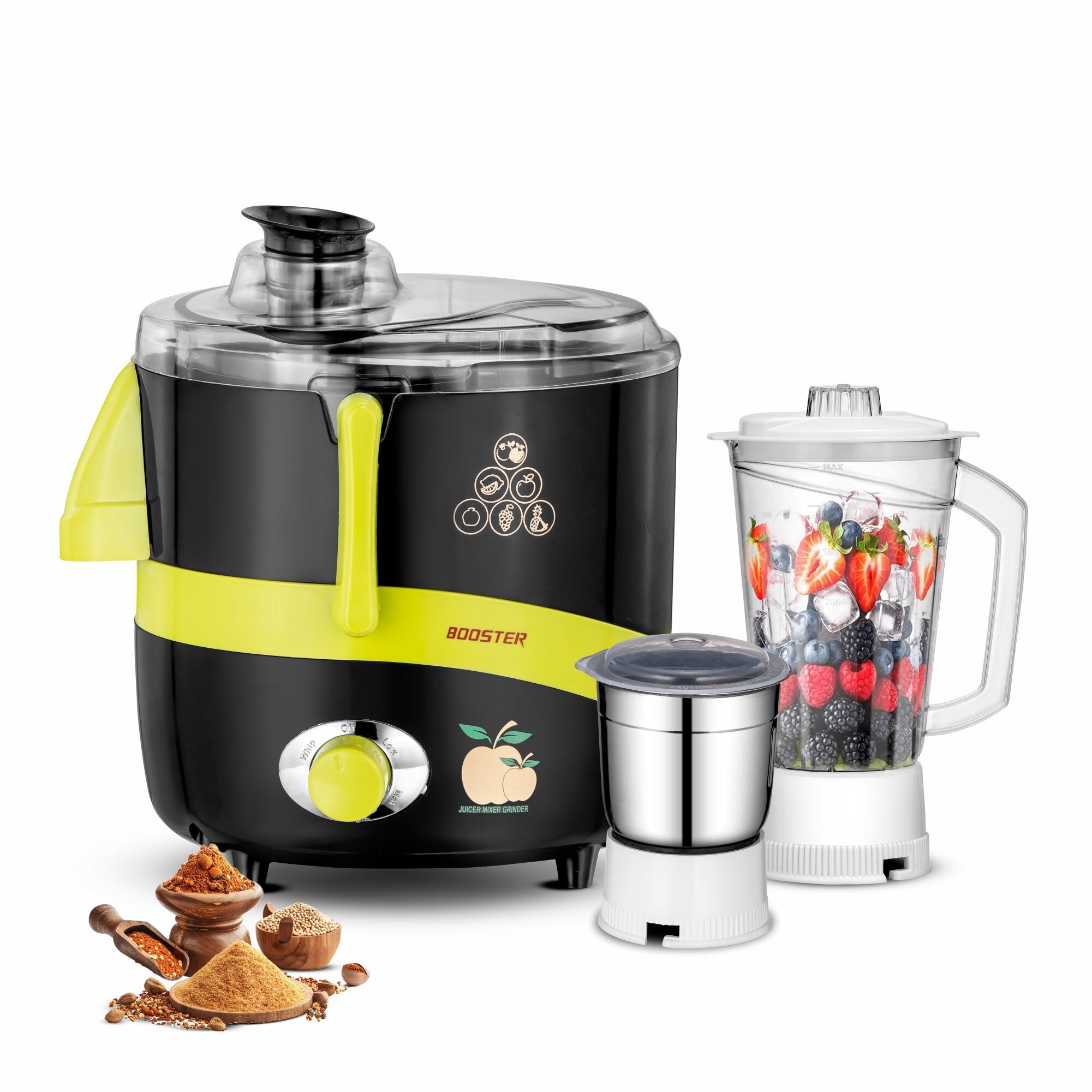 BOOSTER Powerful 550 W Juicer Mixer Grinder 550 W Juicer Mixer Grinder  (Juicer_Mixer | 3 Jars | Black, Green) image 7