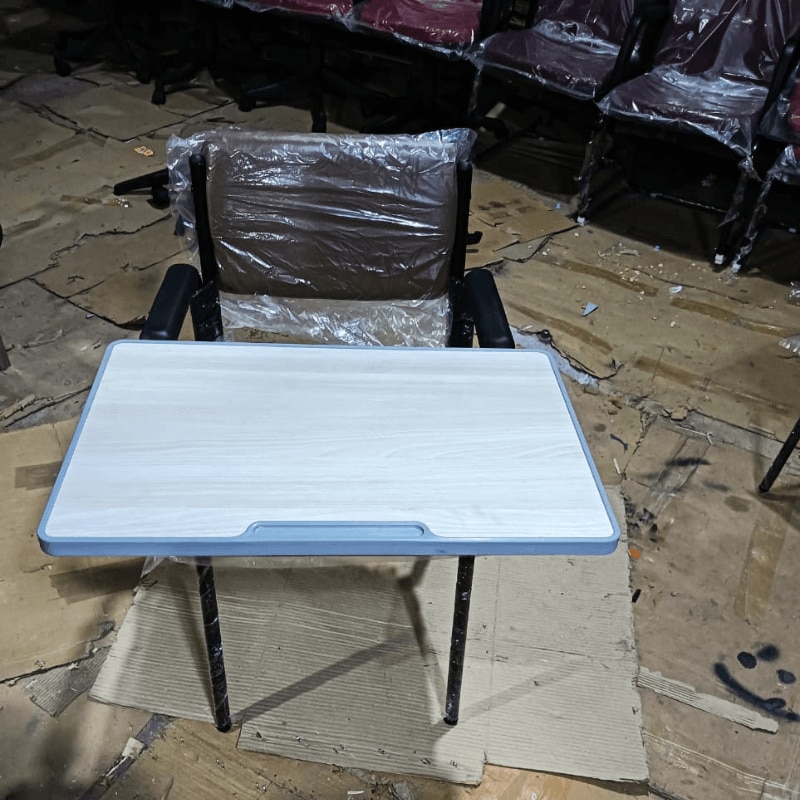 Leatherette Training Room Chair With Full Writing Pad image 2