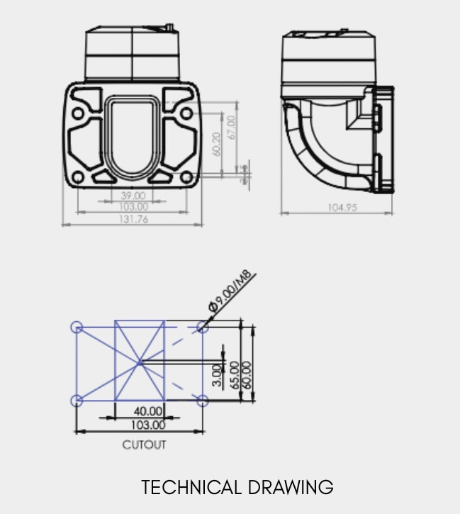 Vertical/Parallel Wall Mount Connector - Rotatable (50-65 Series) image 2