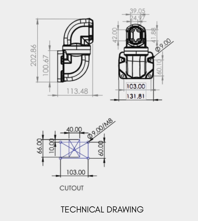 Horizontal Wall Mount Hinge Connector - Rotatable (50-65 Series) image 2