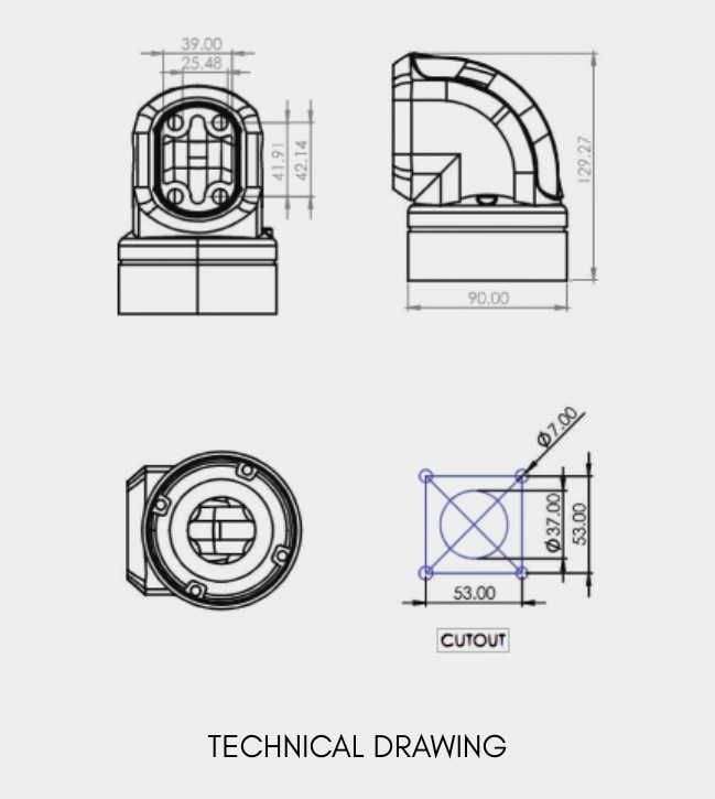 90° Angle HMI Enclosure Connector - Rotatable (50-65 Series) image 2