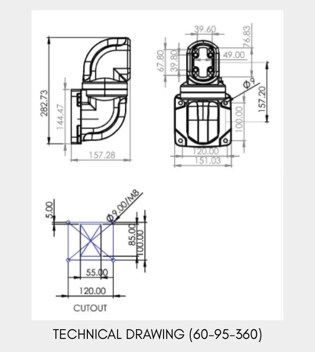 Horizontal Wall Mount Hinge Connector - Rotatable (60-95 Series) image 2