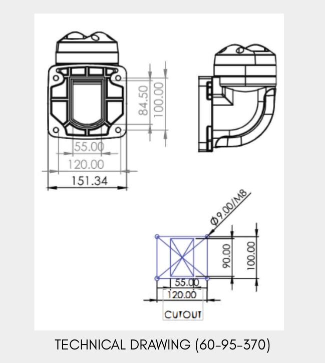 Vertical/Parallel Wall Mount Connector - Rotatable (60-95 Series) image 2