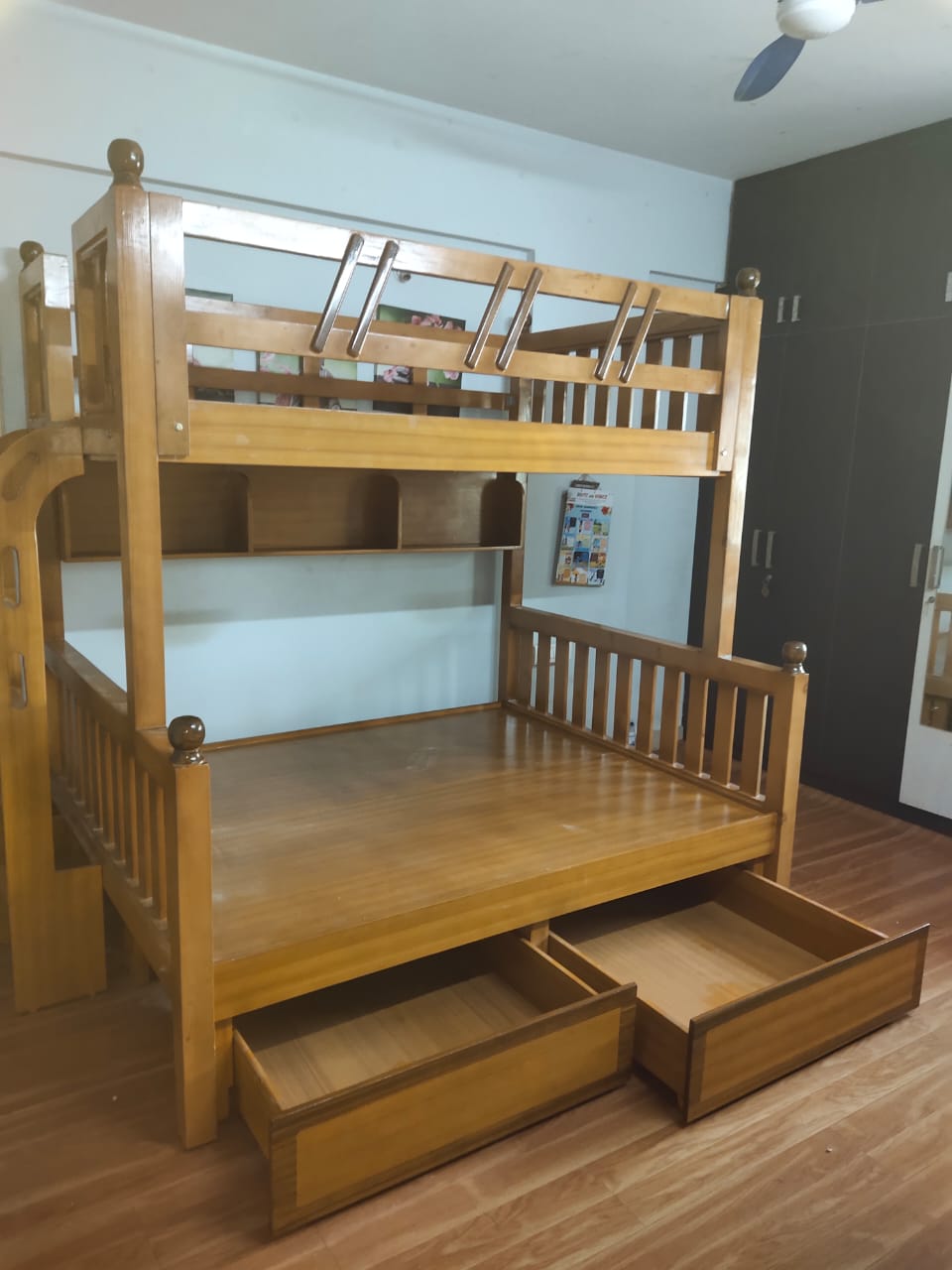 Wooden Bunk Bed With Storage image 2