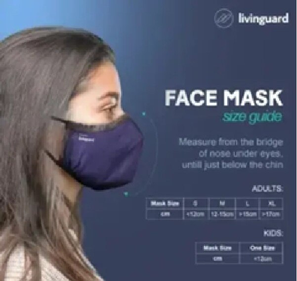Livinguard Ultra Mask 4 Layers >98% Filtration Washable & Reusable Cotton Mask Large Bombay Blue image 2