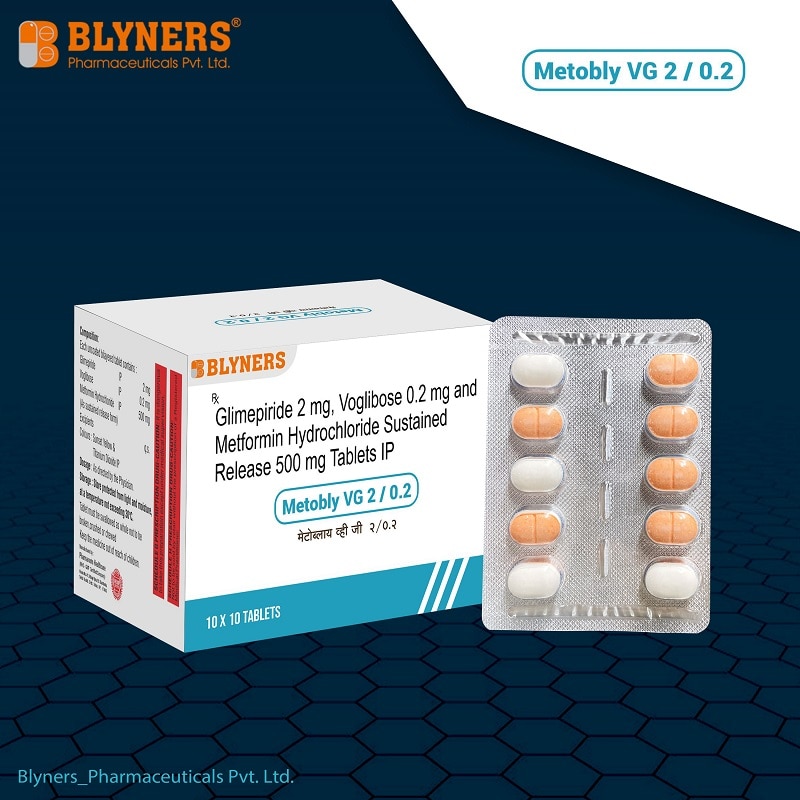 Metformin SR 500 mg, Glimepiride 2 mg and Voglibose 0.2 mg Tablets image 2