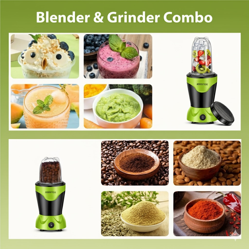 BOOSTER Powerful 400 W Juicer Mixer Grinder (Nutri_Pro | 2 Jars | Green) image 3