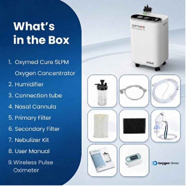 Oxymed Inteli 5 LPM Oxygen Concentrator with Smart SpO₂ Control | Ultra-Quiet image 2