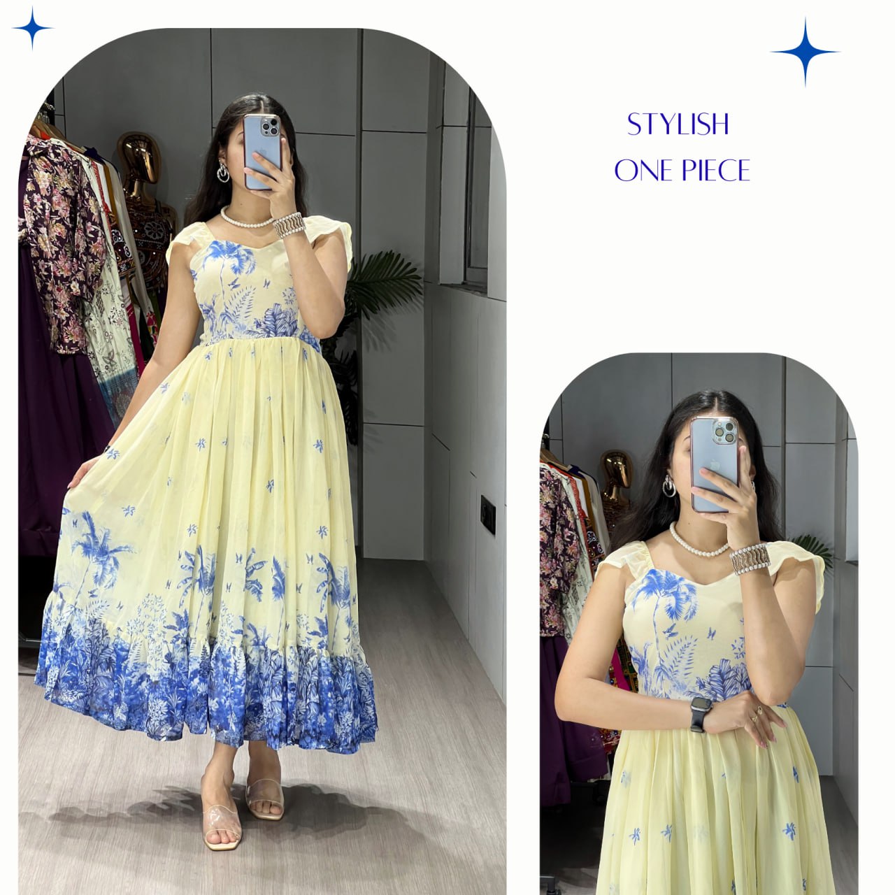 Royal Blue Majestic Frill Kurti image 2