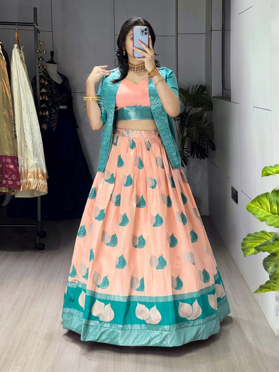 Rich silk Koti jacket Lehenga Sets image 5