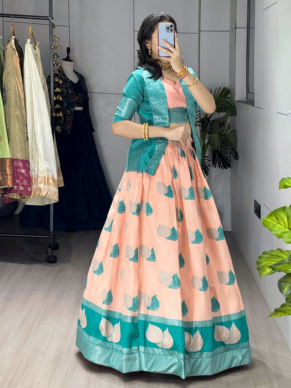 Rich silk Koti jacket Lehenga Sets image 4