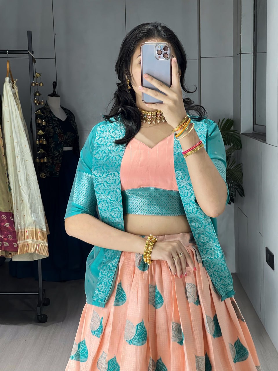 Rich silk Koti jacket Lehenga Sets image 3