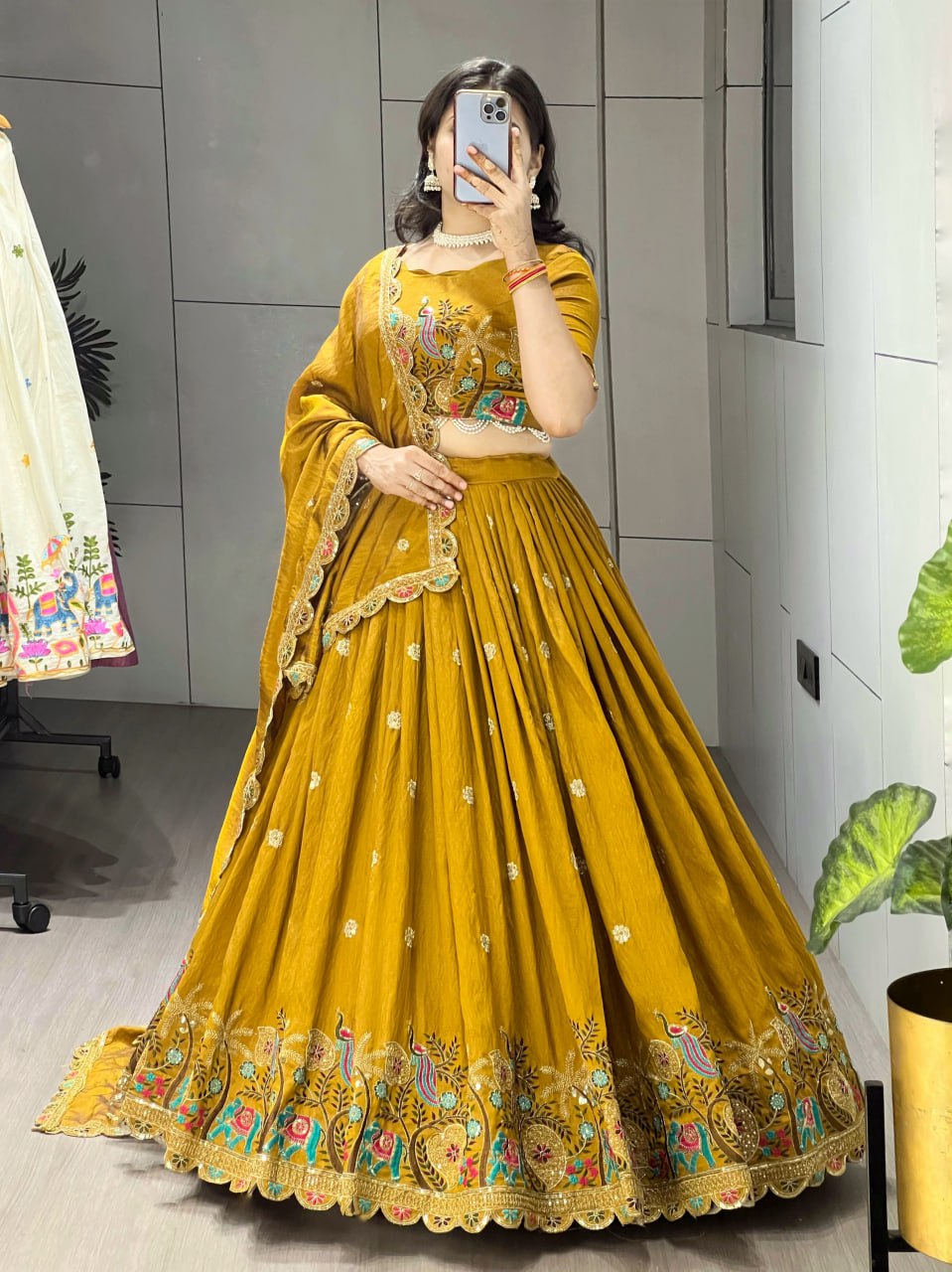 Musturd Embroidery Lehenga image 5