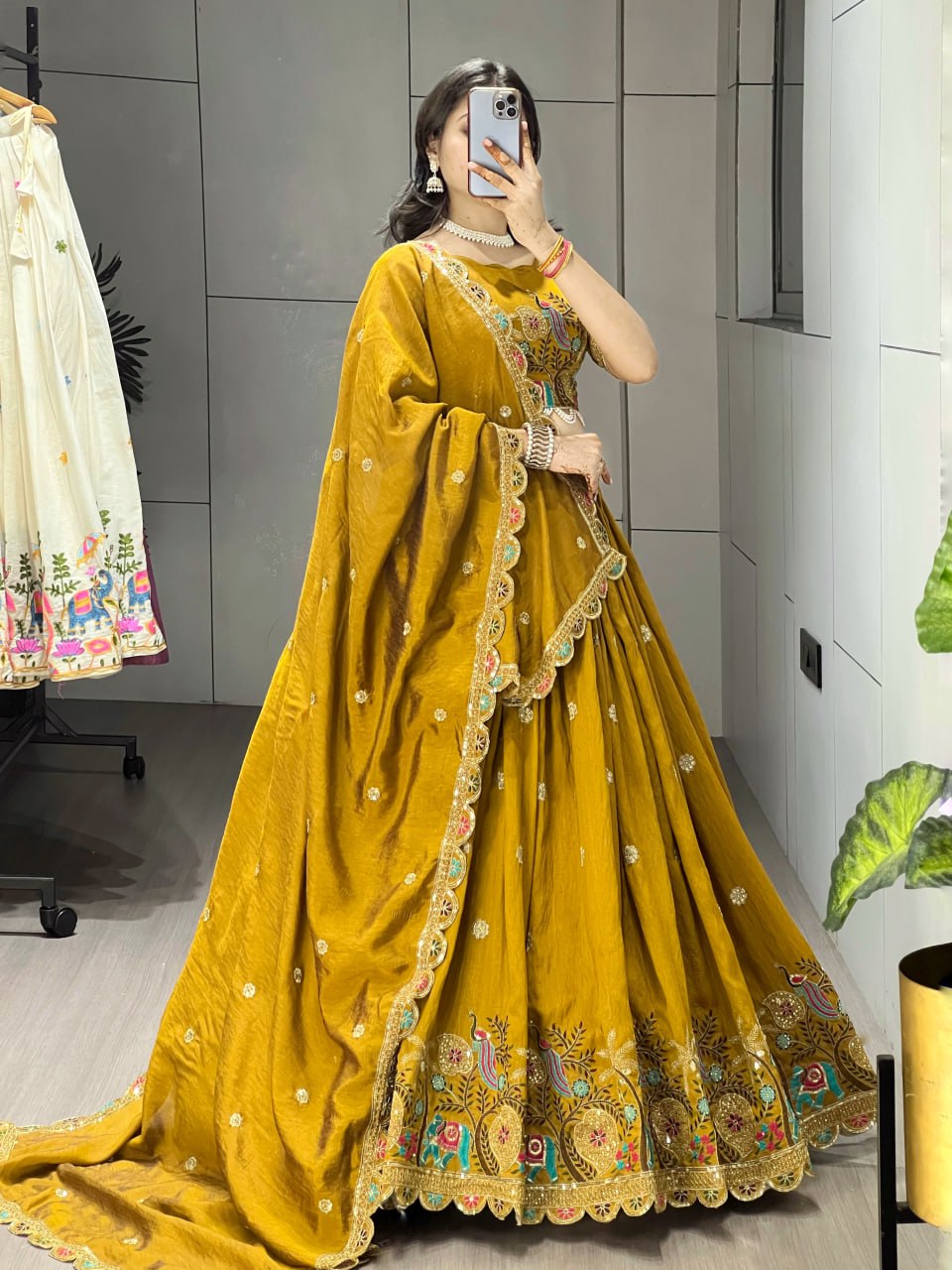 Musturd Embroidery Lehenga image 4