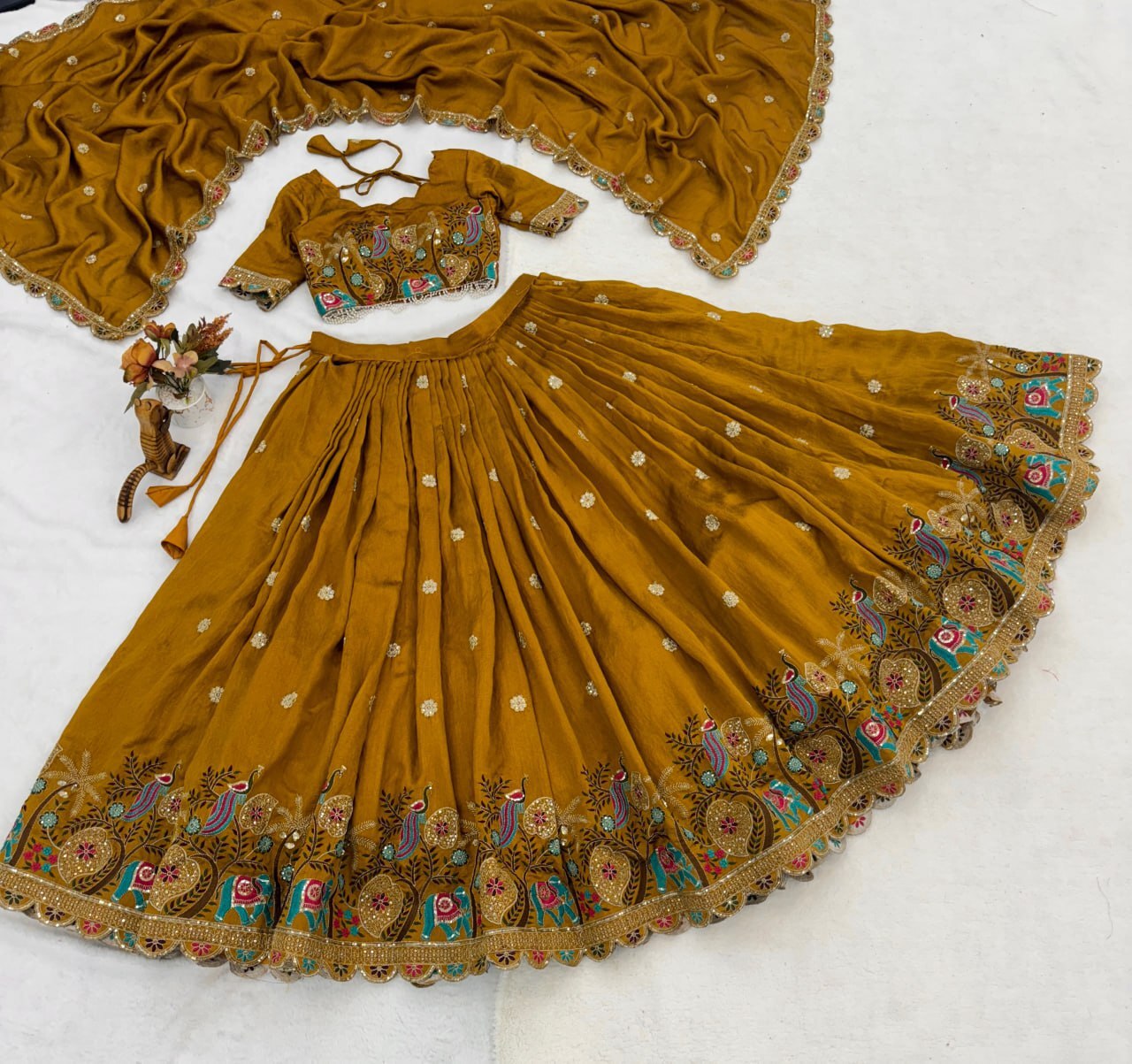 Musturd Embroidery Lehenga image 2