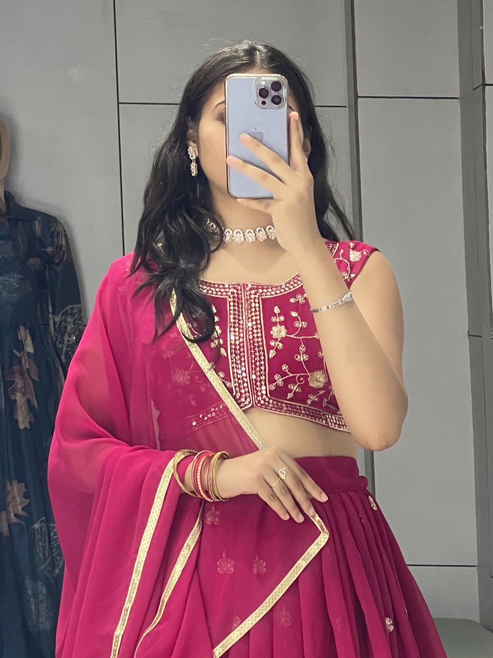 Rani Embroidery Fully Stitched Lehenga Set image 2