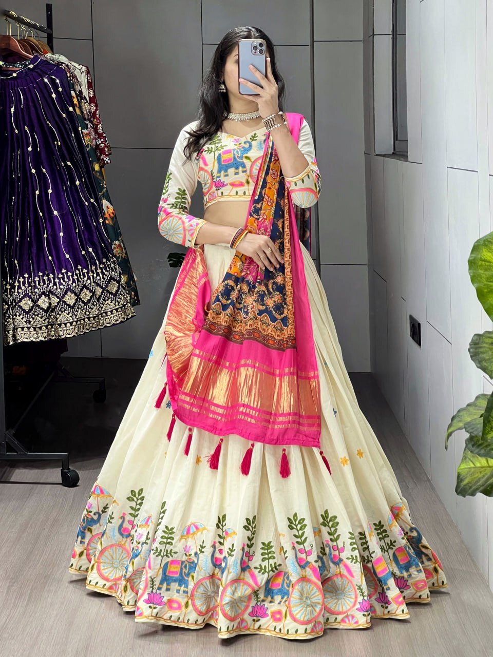 Fully Stitched Cotton Embroidery Work Lehenga image 4