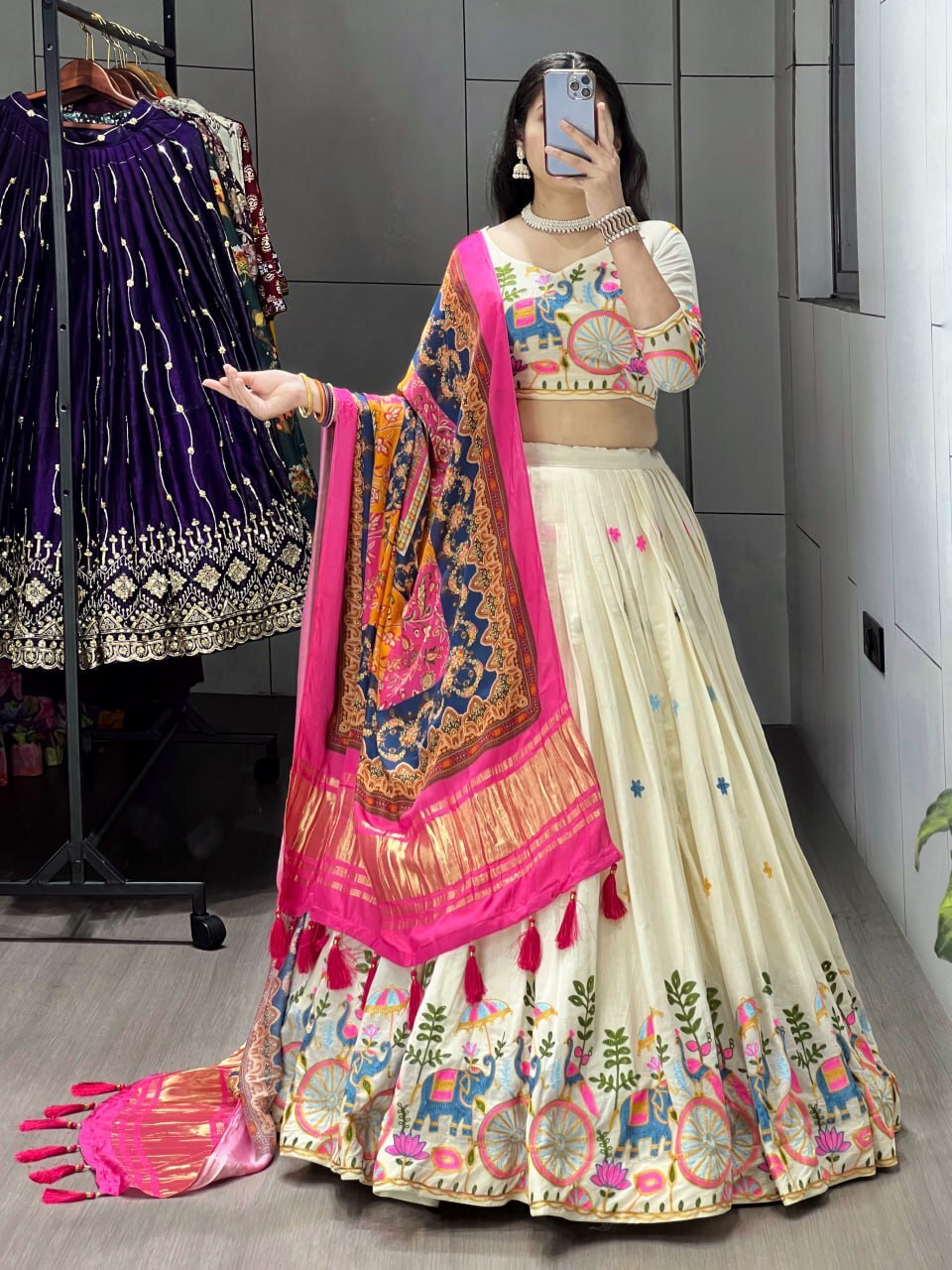 Fully Stitched Cotton Embroidery Work Lehenga image 3