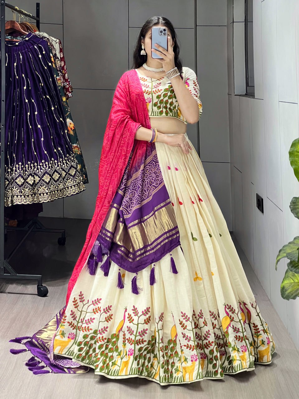 Fully Stitched Cotton Embroidery Work Lehenga image 4
