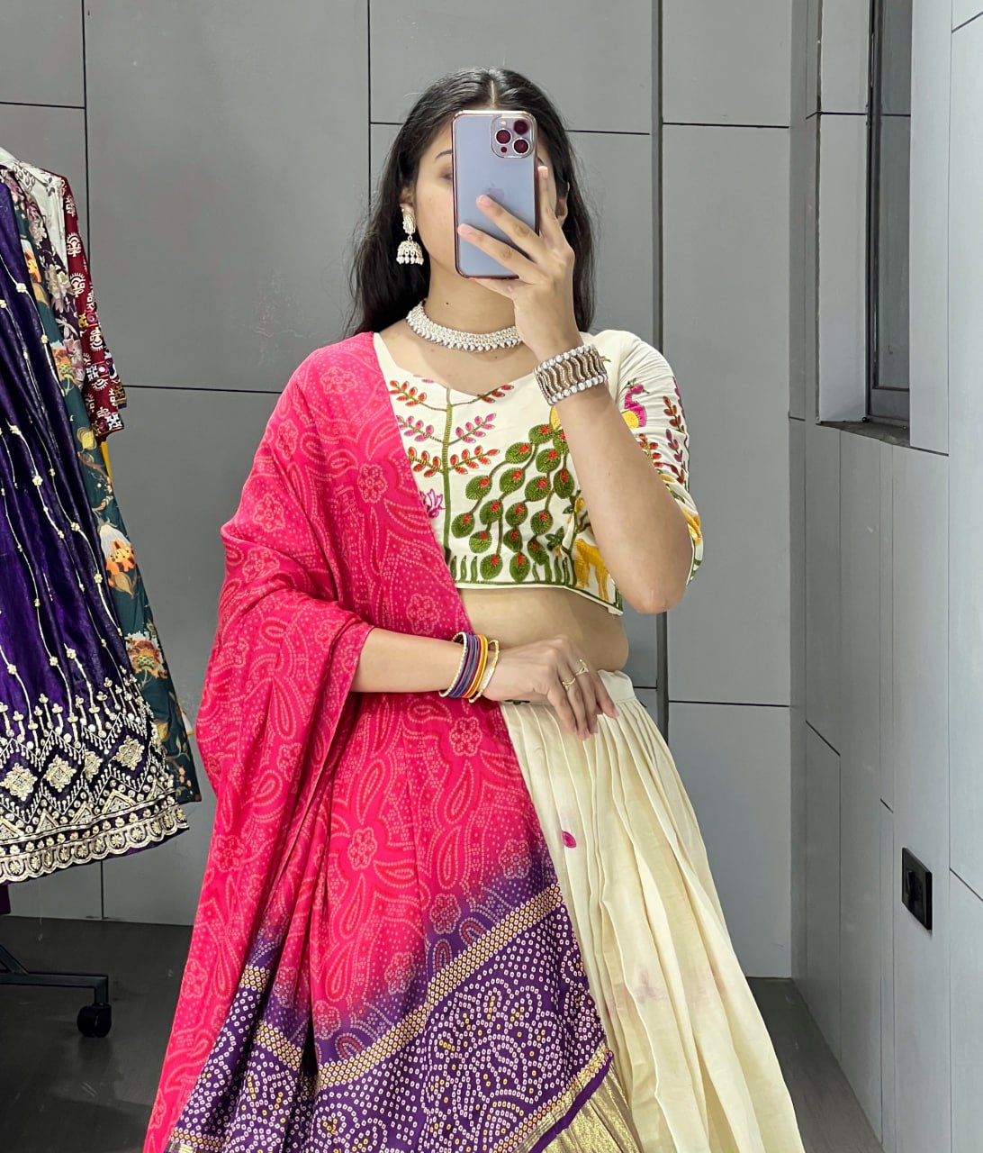 Fully Stitched Cotton Embroidery Work Lehenga image 2