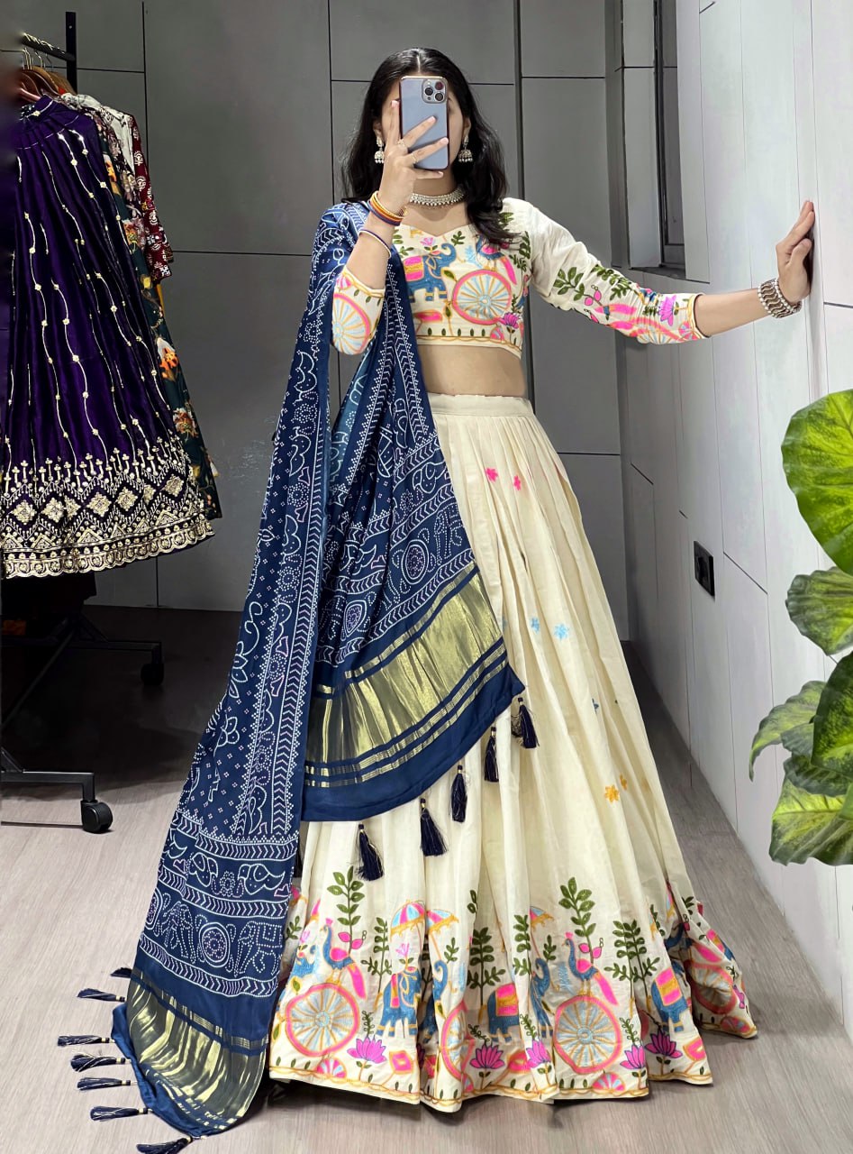 Fully Stitched Cotton Embroidery Work Lehenga image 4
