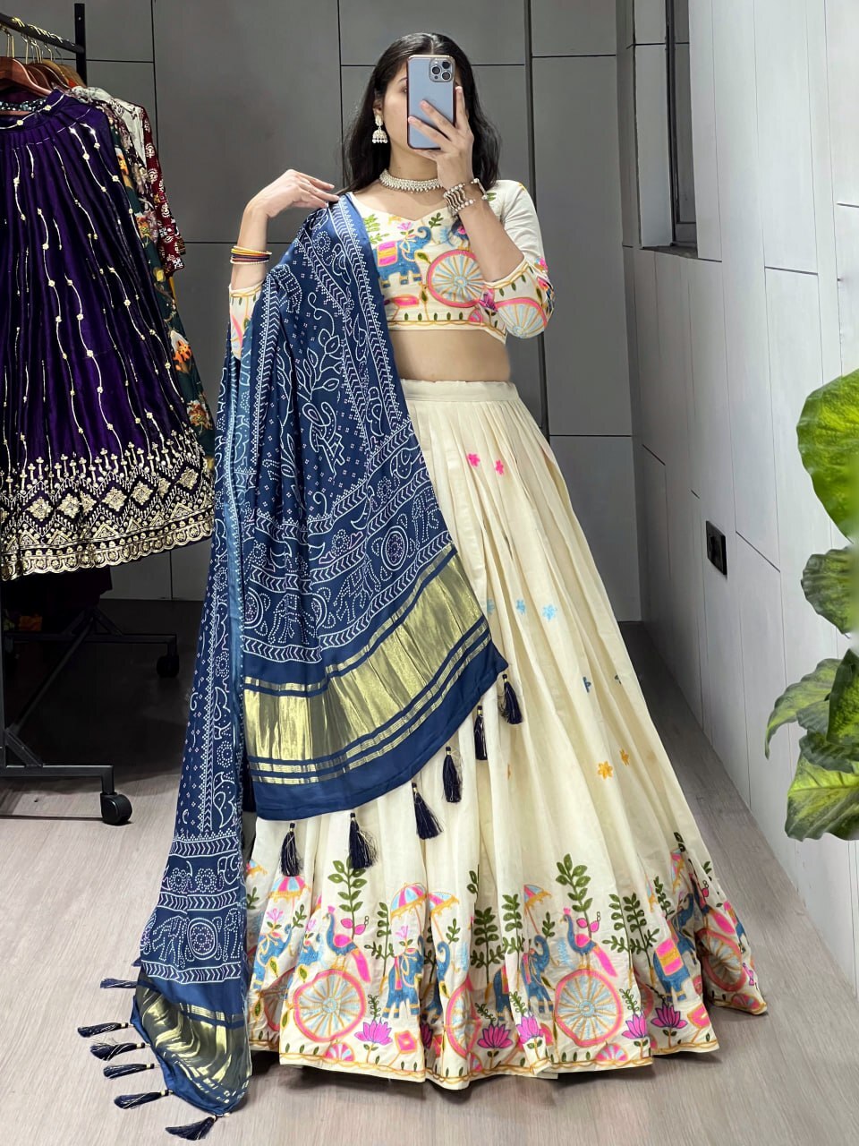 Fully Stitched Cotton Embroidery Work Lehenga image 3