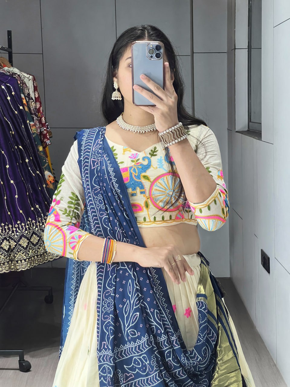 Fully Stitched Cotton Embroidery Work Lehenga image 2
