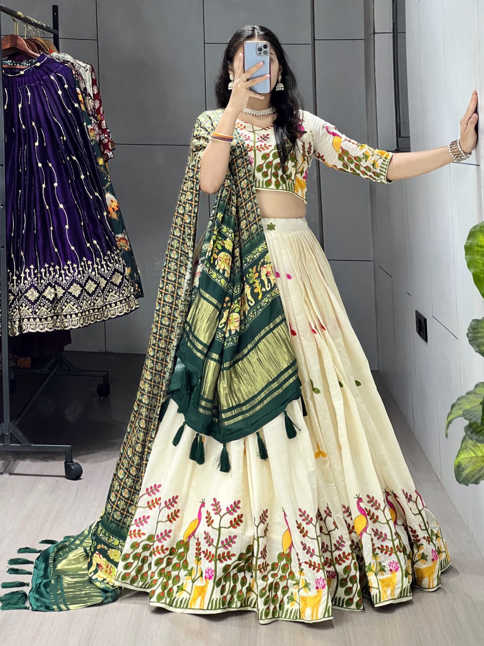 Fully Stitched Cotton Embroidery Work Lehenga image 3