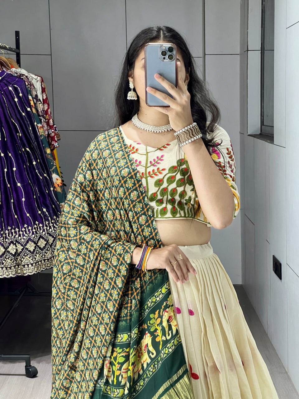 Fully Stitched Cotton Embroidery Work Lehenga image 2