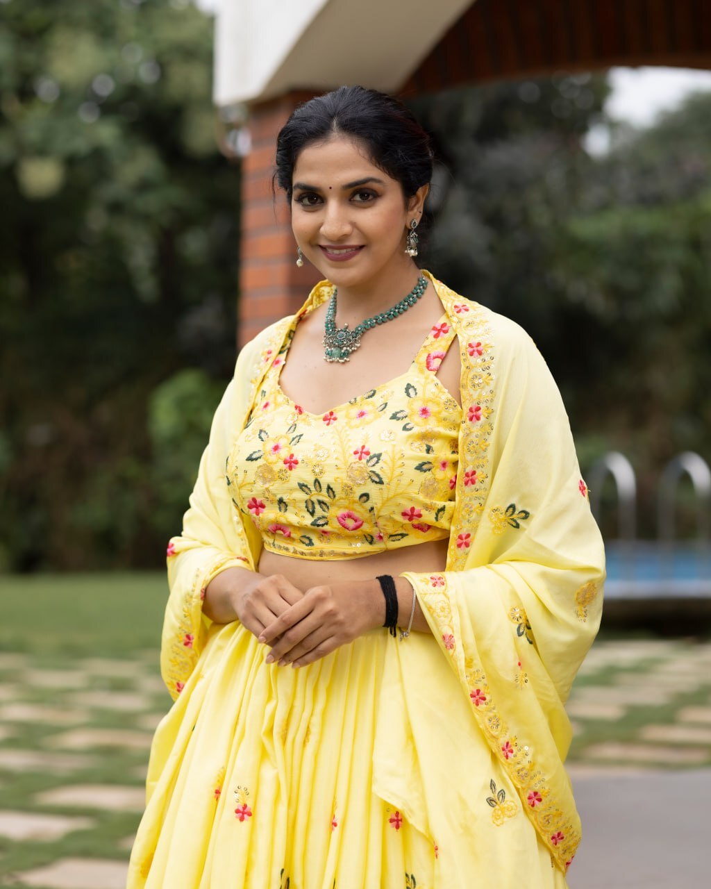 Classical Yellow Embroidery Lehenga Set image 3