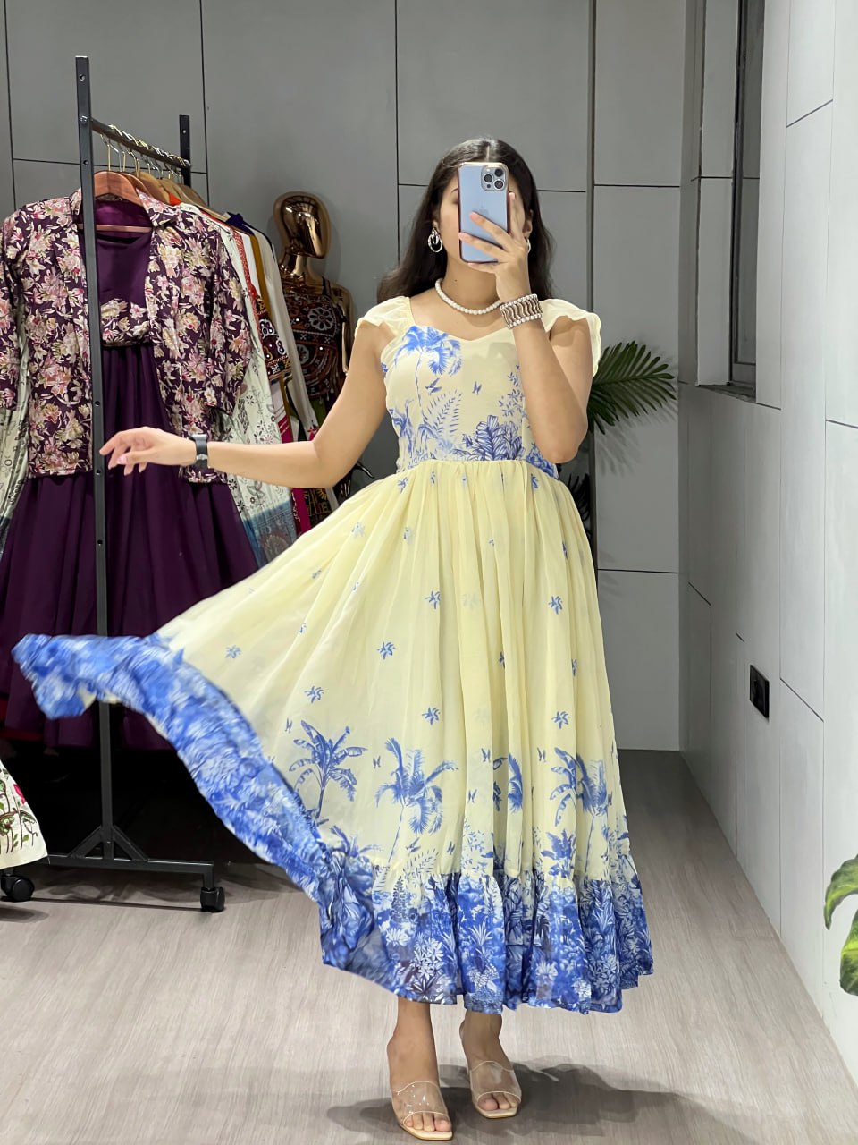 Royal Blue Majestic Frill Kurti image 4