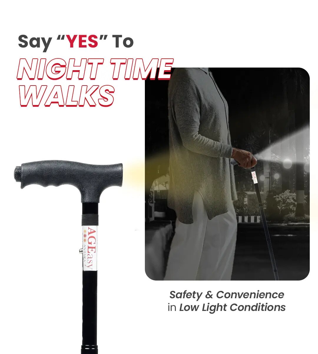 Pivot Walking Stick with Torch (Black) image 3