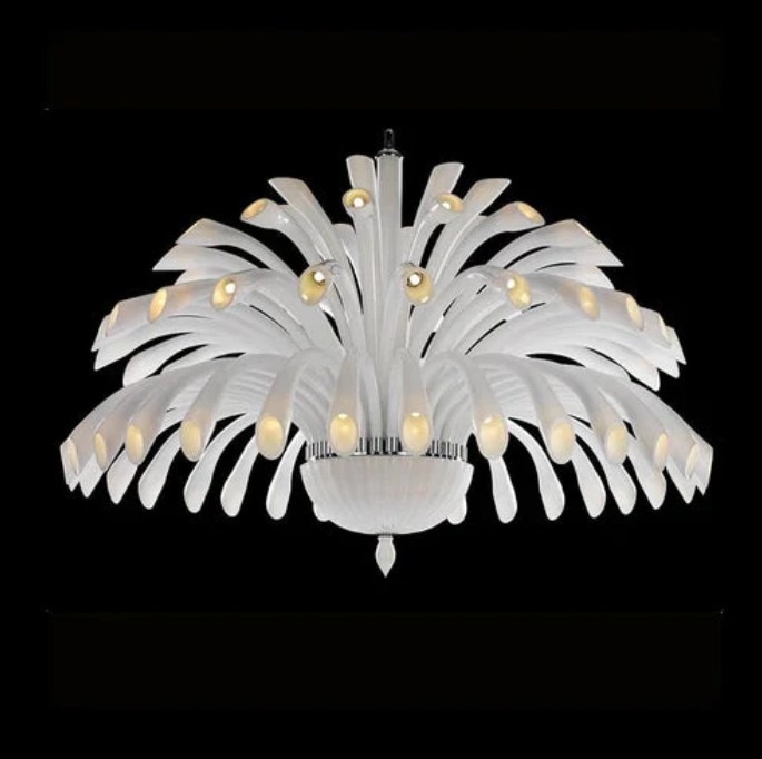 Opaline Crown Glass Chandelier - White image 2