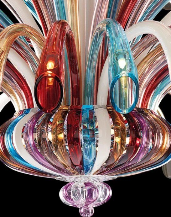 Opaline Crown Glass Chandelier image 3