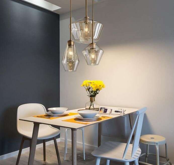 3 Light Amber Glass Pendant Light image 4
