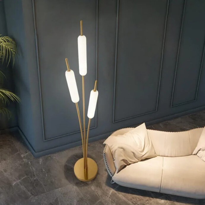 3 Frost Glass Gold Floor Standing lamp image 2