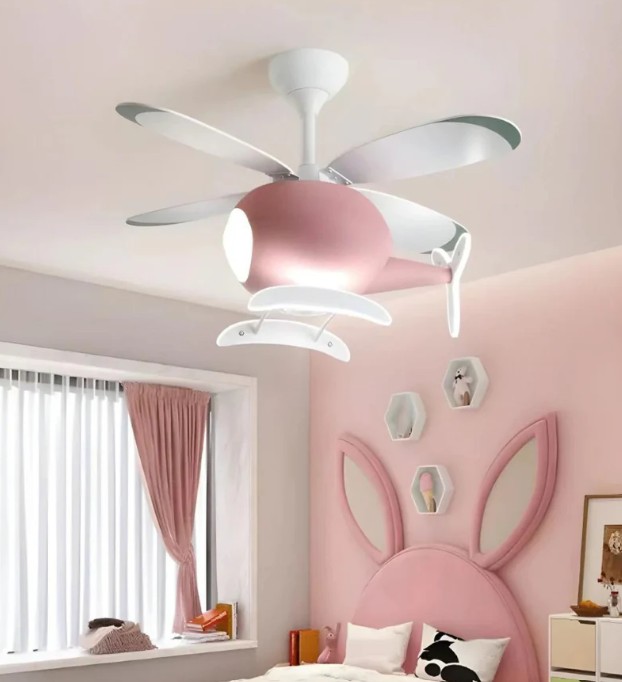 Pink Kid's Room Chandelier Ceiling Fan with Remote Control image 3