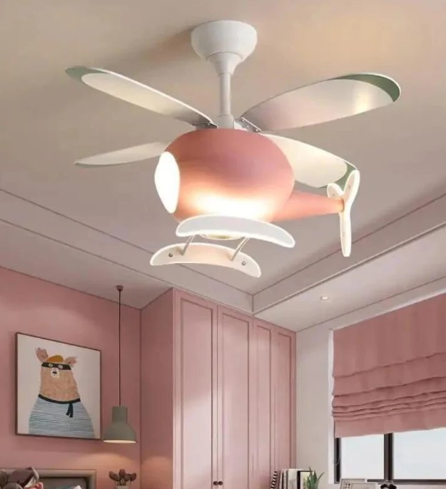 Pink Kid's Room Chandelier Ceiling Fan with Remote Control image 2