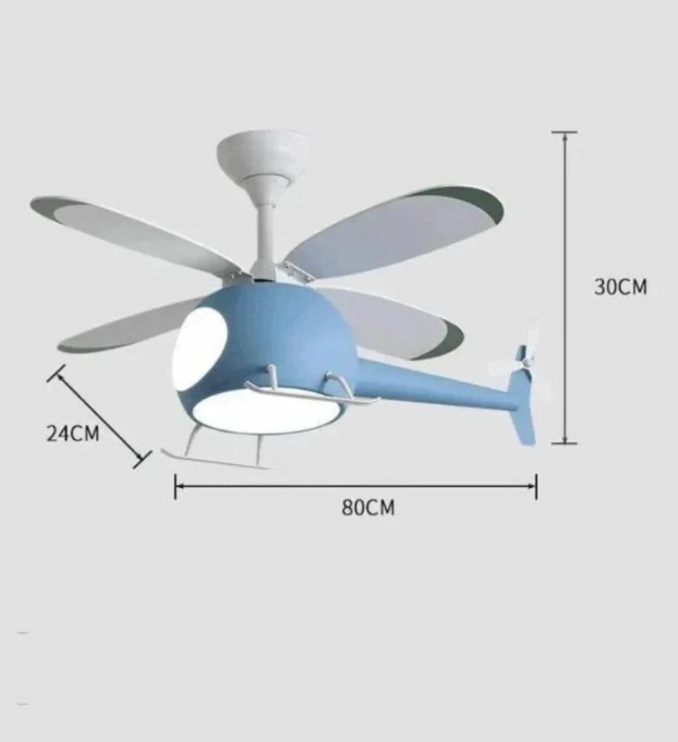 Blue Kid's Room Chandelier Ceiling Fan with Remote Control image 2